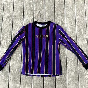 Guess Los Angeles Black/Purple/Orange/Gold Striped Long Sleeve Tee